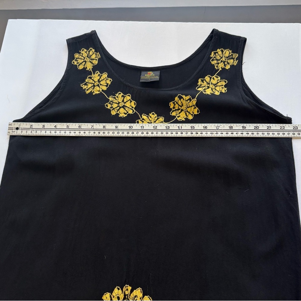 Rima Black Tropical Batik Printed and Embroidered Shift Dress Size Large - Picture 10 of 10